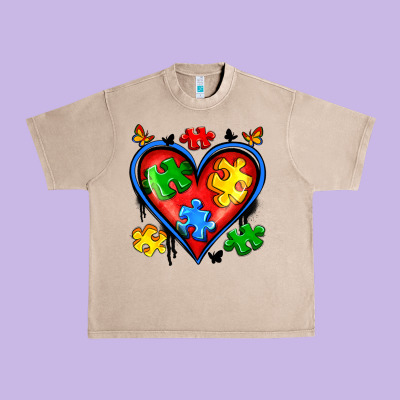 Autism Heart Urban Heavy Tee Designed By Artiststas