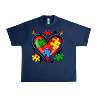 Navy autism heart Urban Heavy Tee - Artiststas