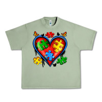 Oil Green autism heart Urban Heavy Tee - Artiststas