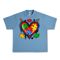 Pebble Blue autism heart Urban Heavy Tee - Artiststas