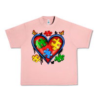 Salmon autism heart Urban Heavy Tee - Artiststas