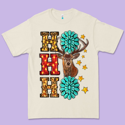 Premium Tee Gemstone And Reindeer Christmas Ho Ho Ho