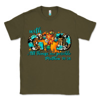 Army Green with god all things are possible. cross Classic Tee - AdoDesignShop