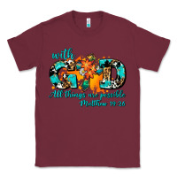 Burgundy with god all things are possible. cross Classic Tee - AdoDesignShop