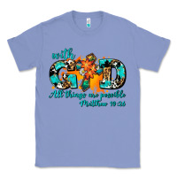 Colony Blue with god all things are possible. cross Classic Tee - AdoDesignShop