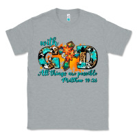 Heather Grey with god all things are possible. cross Classic Tee - AdoDesignShop