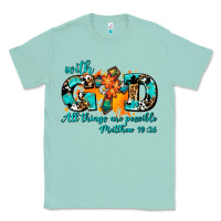 Seafoam with god all things are possible. cross Classic Tee - AdoDesignShop