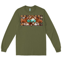 Army Green aztec horses and wild with cowhide license plate template Long Sleeve Tee - Artiststas