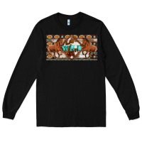 Black aztec horses and wild with cowhide license plate template Long Sleeve Tee - Artiststas