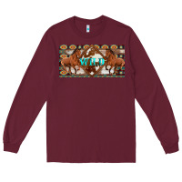 Burgundy aztec horses and wild with cowhide license plate template Long Sleeve Tee - Artiststas
