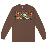 Chestnut aztec horses and wild with cowhide license plate template Long Sleeve Tee - Artiststas