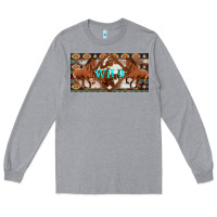 Heather Grey aztec horses and wild with cowhide license plate template Long Sleeve Tee - Artiststas