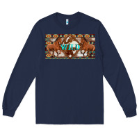 Navy aztec horses and wild with cowhide license plate template Long Sleeve Tee - Artiststas