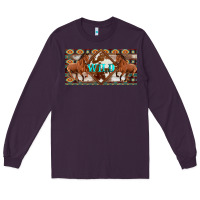 Plum aztec horses and wild with cowhide license plate template Long Sleeve Tee - Artiststas