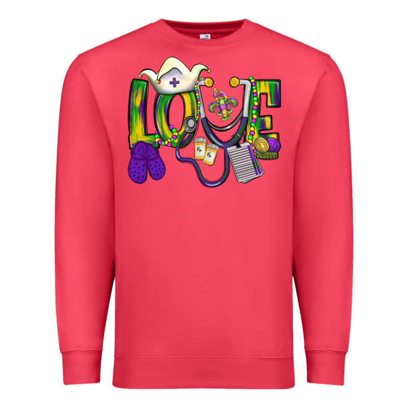 Mardi Gras Love Nurse Premium Sweatshirt by BundleAndBundleShop | Teevron