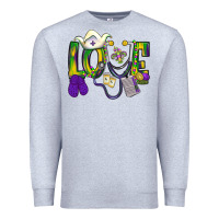 Heather Grey Mardi Gras Love Nurse Premium Sweatshirt - BundleAndBundleShop