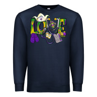 Navy Mardi Gras Love Nurse Premium Sweatshirt - BundleAndBundleShop