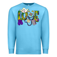 Ocean Blue Mardi Gras Love Nurse Premium Sweatshirt - BundleAndBundleShop