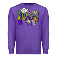 Purple Mardi Gras Love Nurse Premium Sweatshirt - BundleAndBundleShop