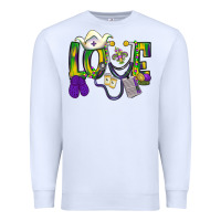 White Mardi Gras Love Nurse Premium Sweatshirt - BundleAndBundleShop