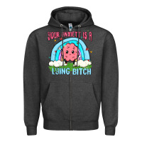 Charcoal Heather your anxıett is a lying bitch malia Zipper Hoodie - MaliasSmallBusiness