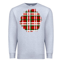 Heather Grey Christmas Tartan Patch Premium Sweatshirt - BundleAndBundleShop