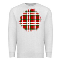 Oatmeal Heather Christmas Tartan Patch Premium Sweatshirt - BundleAndBundleShop
