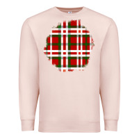 Pale Pink Christmas Tartan Patch Premium Sweatshirt - BundleAndBundleShop