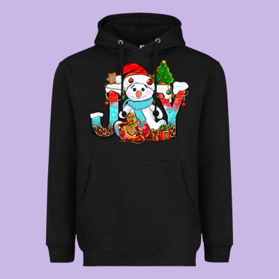 Joy Christmas With Snowman Bbs Heavyweight Hoodie Designed By Bundleandbundleshop