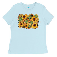Baby Blue cactus leopard sunflower glitter background Ladies Tee - AdoDesignShop
