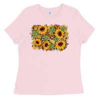 Bubblegum Pink cactus leopard sunflower glitter background Ladies Tee - AdoDesignShop