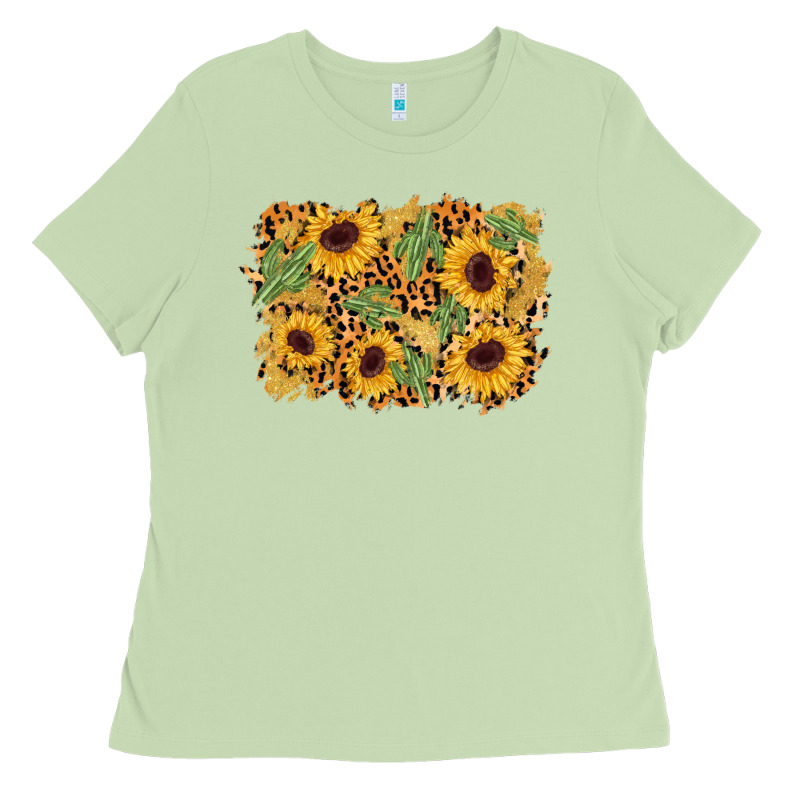 Cactus Leopard Sunflower Glitter Background Ladies Tee by AdoDesignShop | Teevron