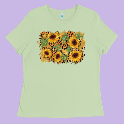 Cactus Leopard Sunflower Glitter Background Ladies Tee Designed By Adodesignshop