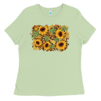 Matcha cactus leopard sunflower glitter background Ladies Tee - AdoDesignShop