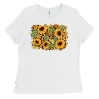 White cactus leopard sunflower glitter background Ladies Tee - AdoDesignShop
