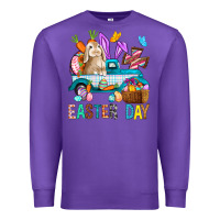 Purple Easter Day With Truck Premium Sweatshirt - BundleAndBundleShop