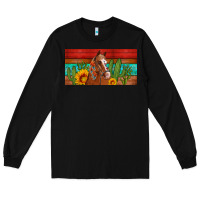 Black aztec horse cactus and sunflowers license plate template Long Sleeve Tee - Artiststas