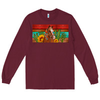 Burgundy aztec horse cactus and sunflowers license plate template Long Sleeve Tee - Artiststas