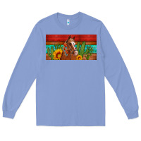 Colony Blue aztec horse cactus and sunflowers license plate template Long Sleeve Tee - Artiststas