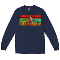 Navy aztec horse cactus and sunflowers license plate template Long Sleeve Tee - Artiststas
