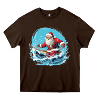 Chocolate Brown happy santa Heavy Core Tee - Unal Design
