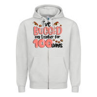 Dove Grey i have bugged my teacher for 100 days Zipper Hoodie - MaliasSmallBusiness