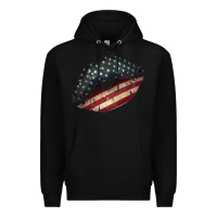 Black Vintage American Flag Lips Premium Hoodie - Bettercallsaul