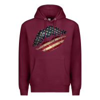Burgundy Vintage American Flag Lips Premium Hoodie - Bettercallsaul