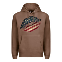 Chestnut Vintage American Flag Lips Premium Hoodie - Bettercallsaul