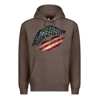 Coffee Vintage American Flag Lips Premium Hoodie - Bettercallsaul