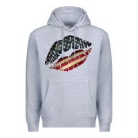 Heather Grey Vintage American Flag Lips Premium Hoodie - Bettercallsaul
