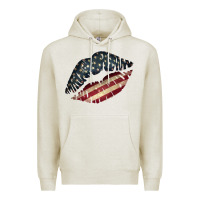 Oatmeal Heather Vintage American Flag Lips Premium Hoodie - Bettercallsaul