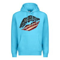 Ocean Blue Vintage American Flag Lips Premium Hoodie - Bettercallsaul