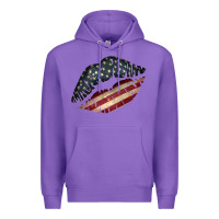 Purple Vintage American Flag Lips Premium Hoodie - Bettercallsaul